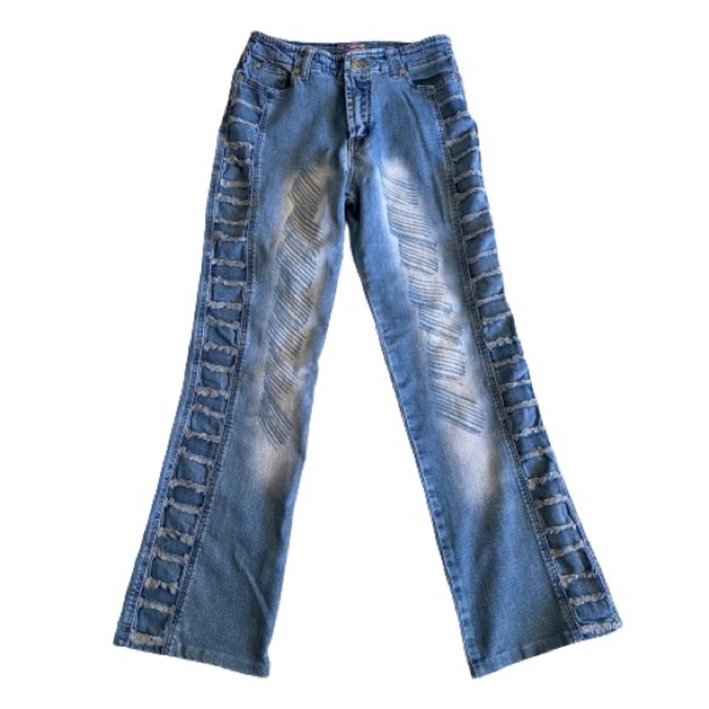 Vintage Street Blues Down the Leg Frayed Jeans